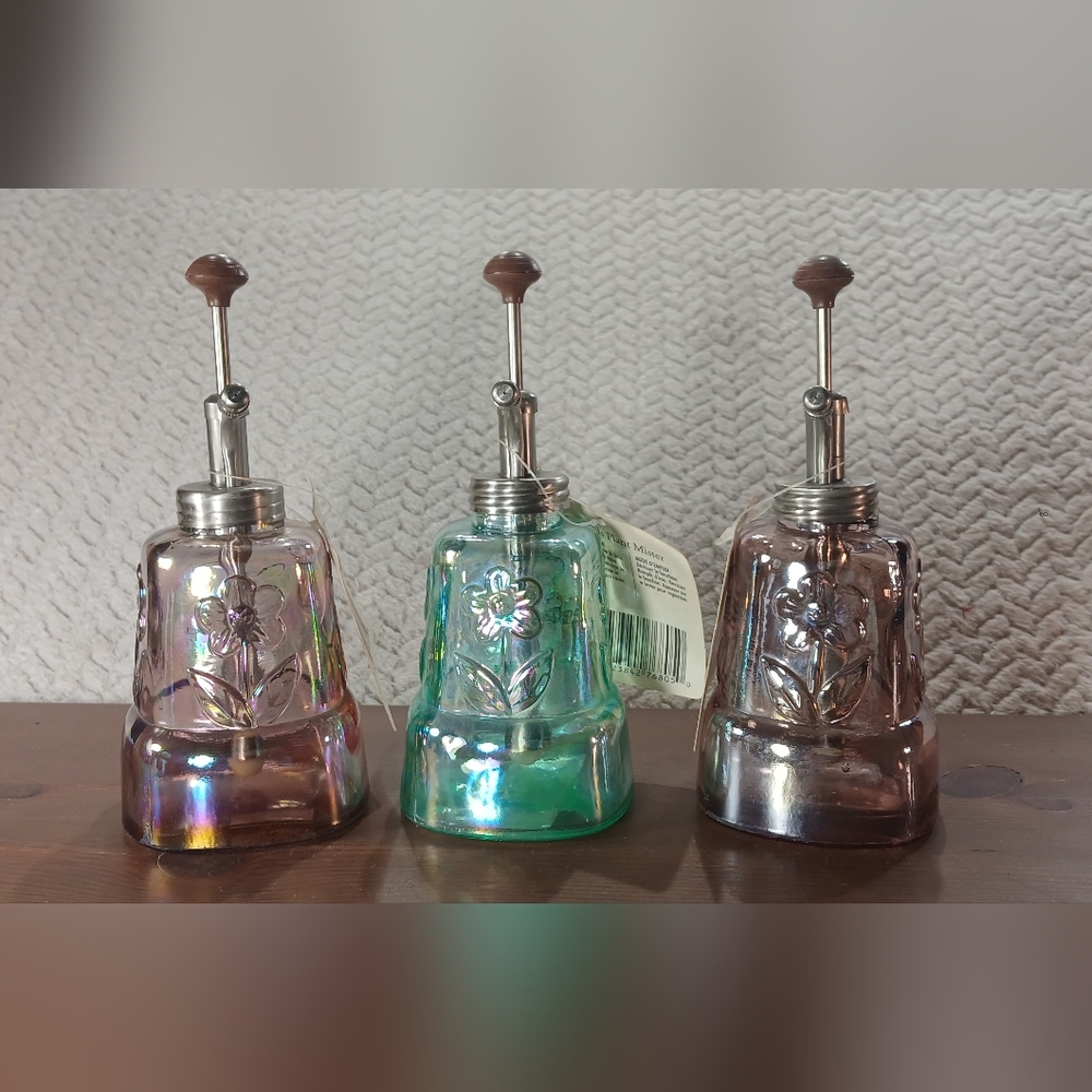 Iridescent Glass Flower Misters Set